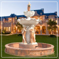 Hand Carved Outdoor Garden Sunset Red Marble Lady Water Fountain